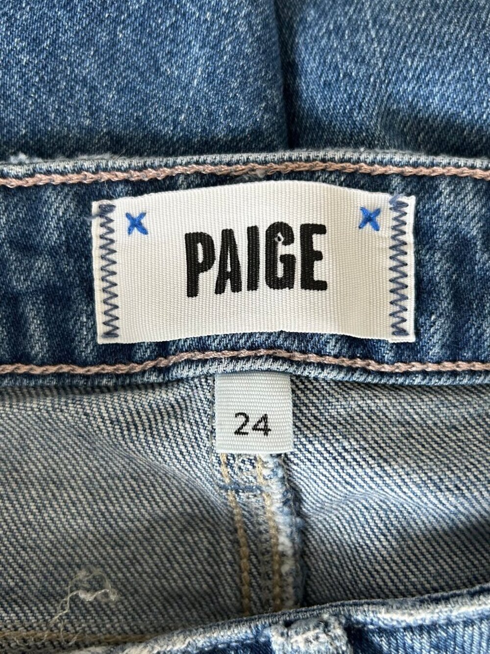 PAIGE Harper Ankle Jeans Women Size 24 High Rise Wide Leg Cropped Blue Denim - Picture 6 of 10